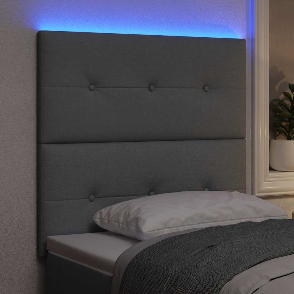 LED Headboard with LED Strip Lights Light grey 100 cm Fabric
